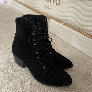 Black combat style lace up booties - size 8